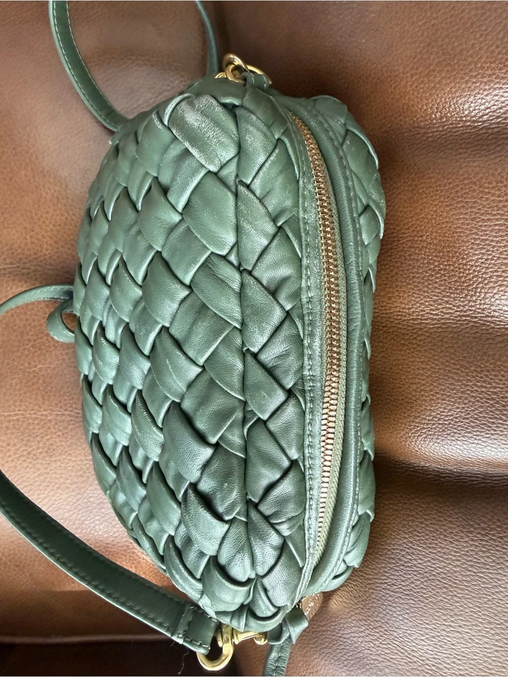 Clare V Army Midic Sac -Puffy Woven Leather
